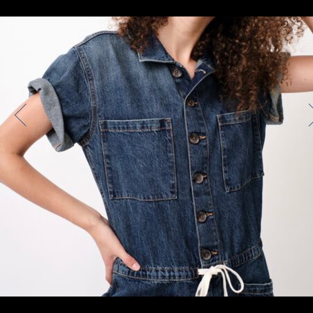 Denim Flight Suit Romper size L
